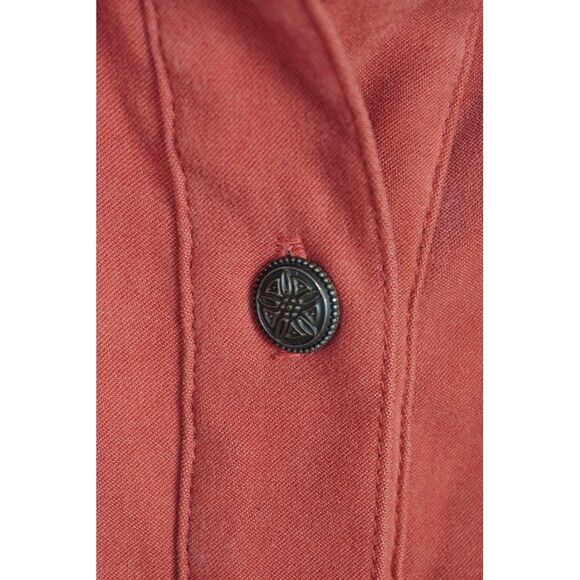 Alfred Dunner Rust Sueded Button Down Long Sleeved Shirt with Stitching Detail - Picture 5 of 7